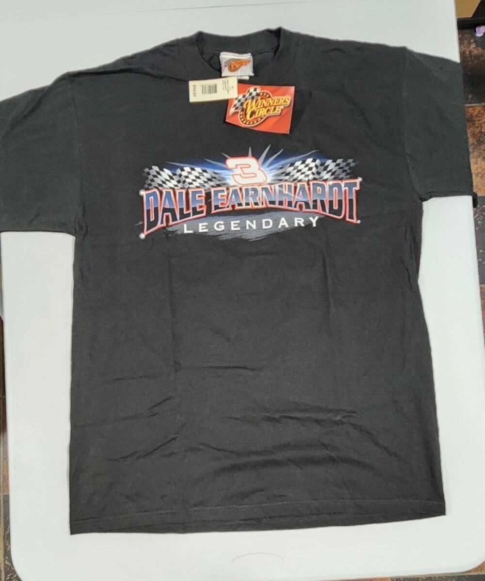 Vtg Nos Dale Earnhardt Mens Shirt Large Black Legendary Stats Racing Nascar Nwt